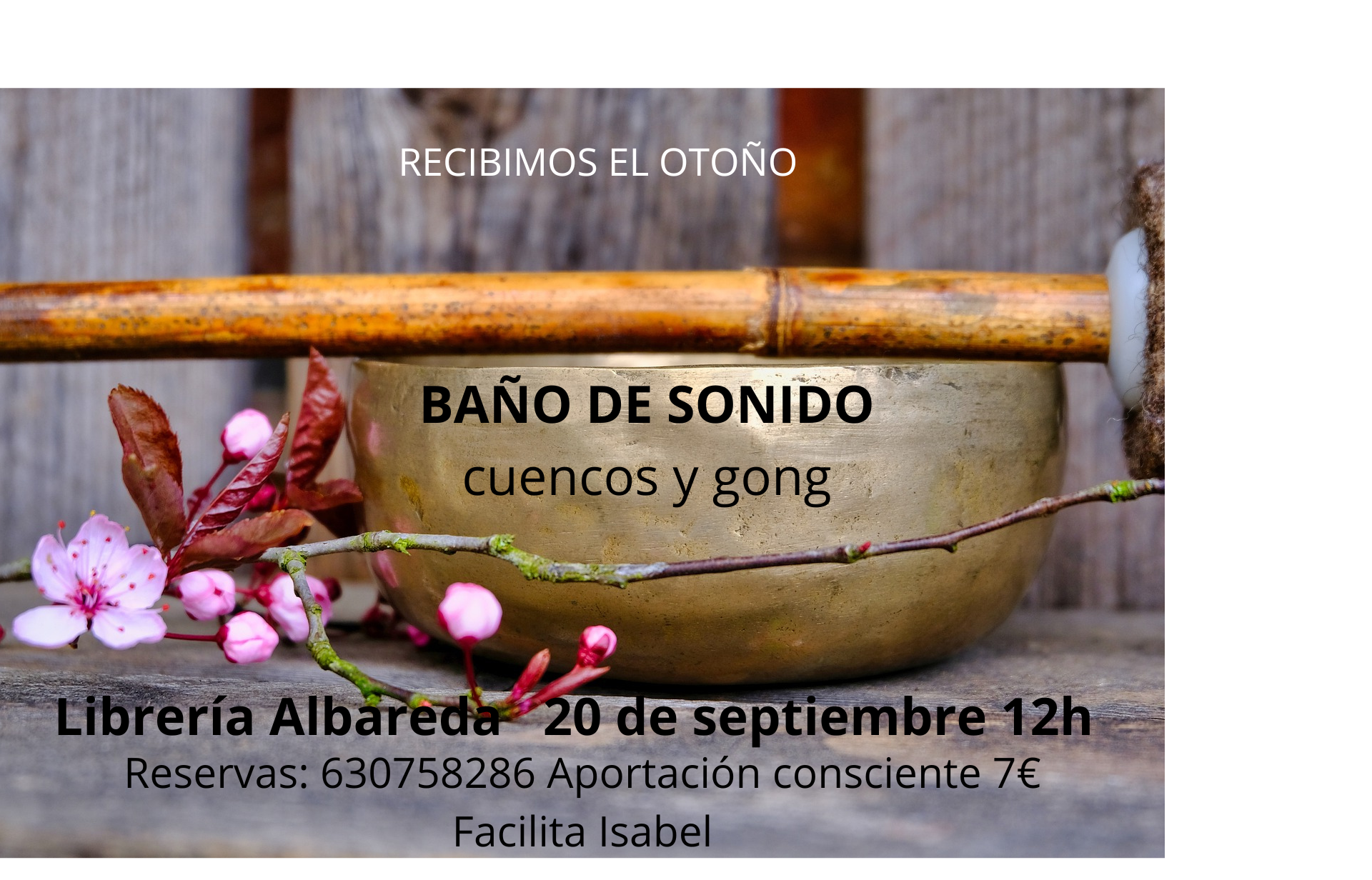 Cartel de BAÑO DE SONIDO CON CUENCOS TIBETANOS Y GONG