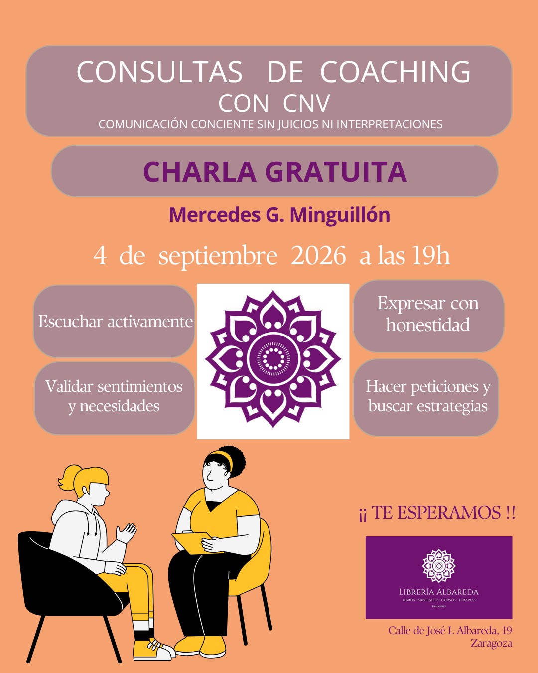 Cartel de CHARLA SOBRE CONSULTAS DE COACHING CON CNV