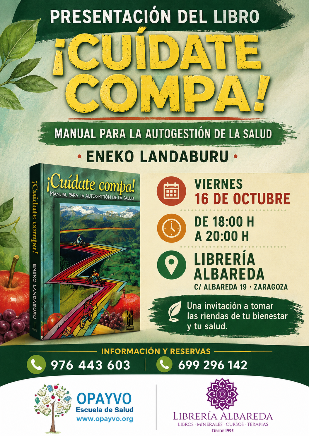 Cartel de PRESENTACIÓN DEL LIBRO «¡CUÍDATE COMPA! MANUAL PARA LA AUTOGESTIÓN DE LA SALUD»