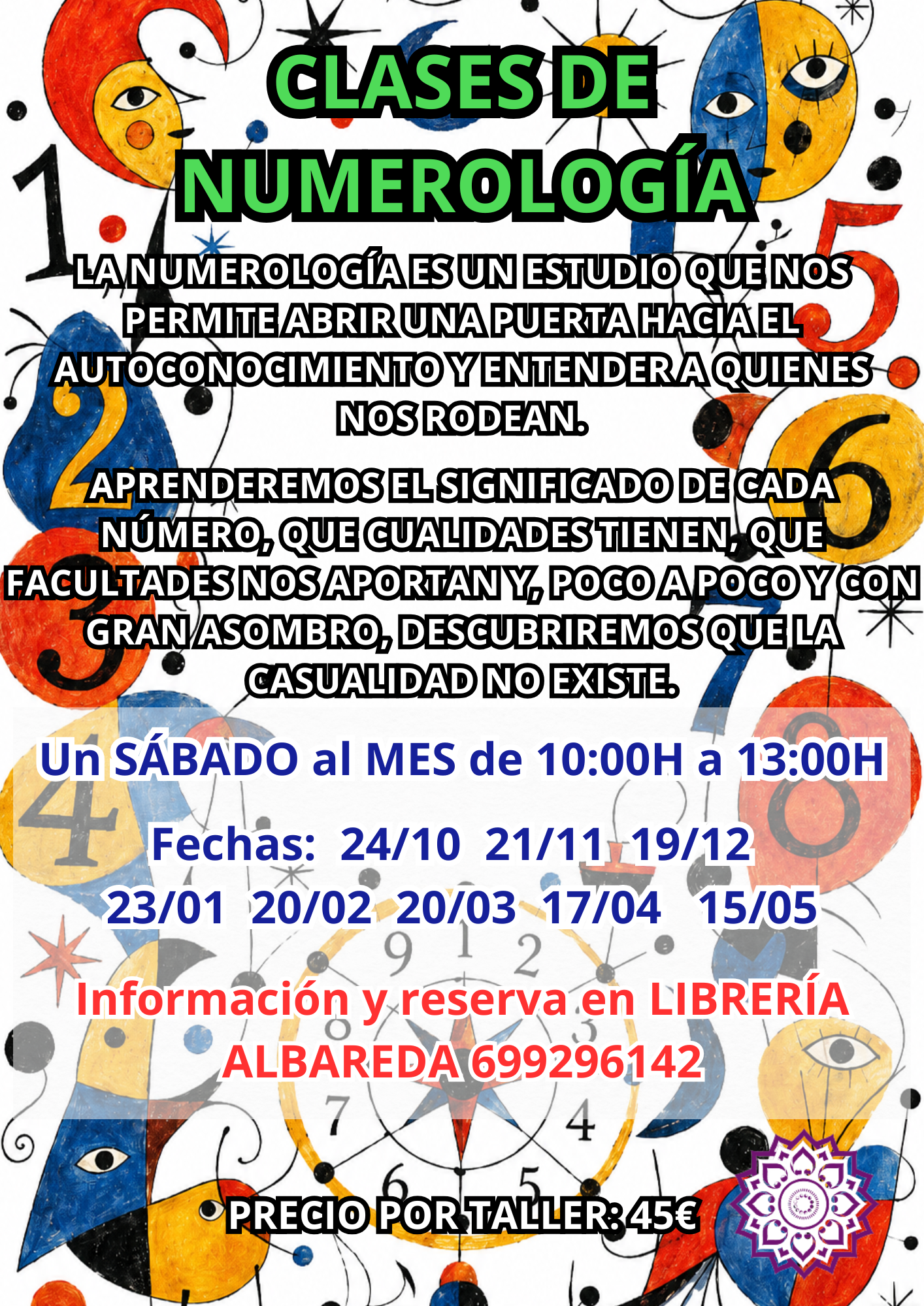 Cartel de CURSO DE NUMEROLOGÍA EL SÁBADO