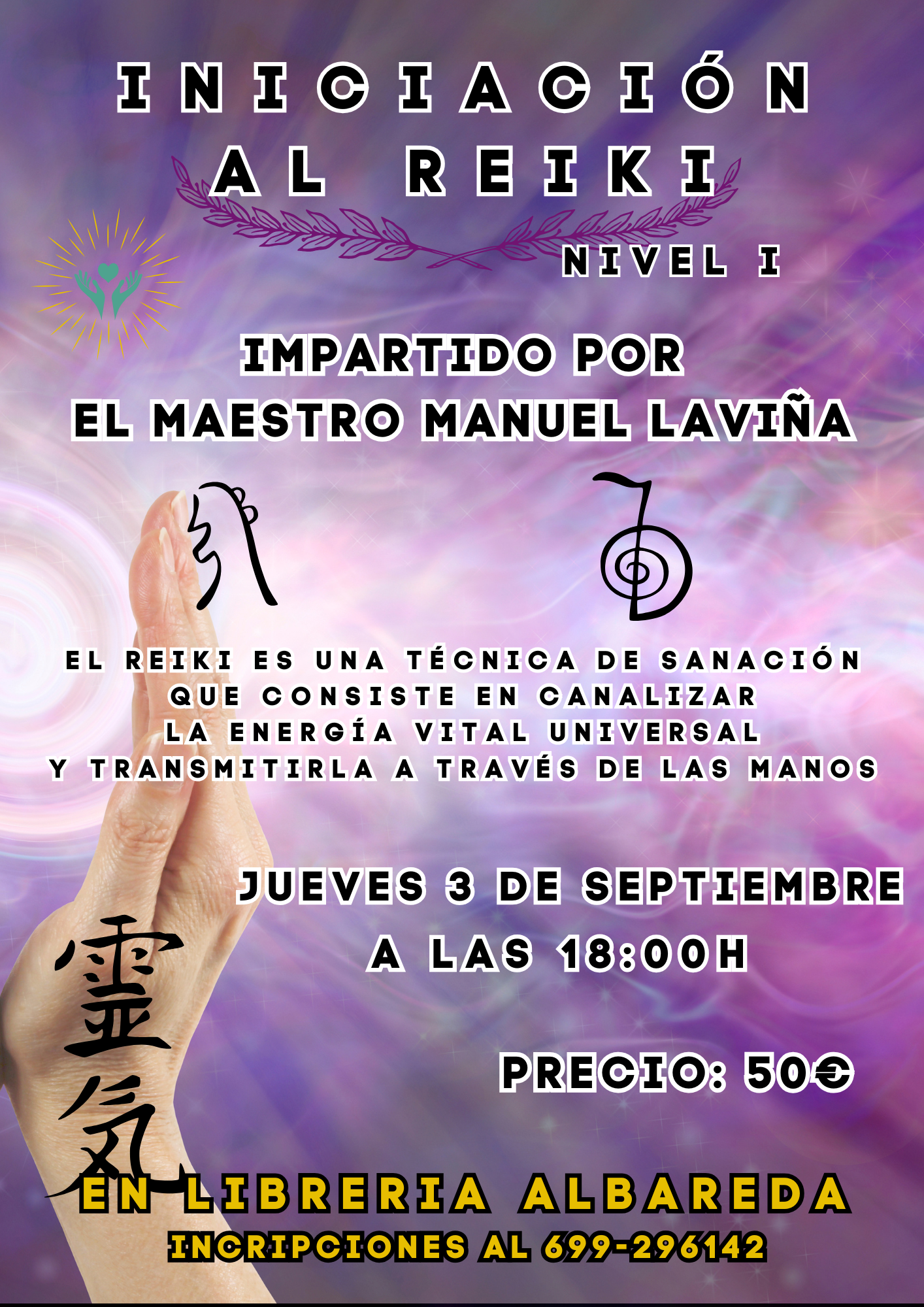Cartel de INICIACIÓN AL REIKI «NIVEL I»