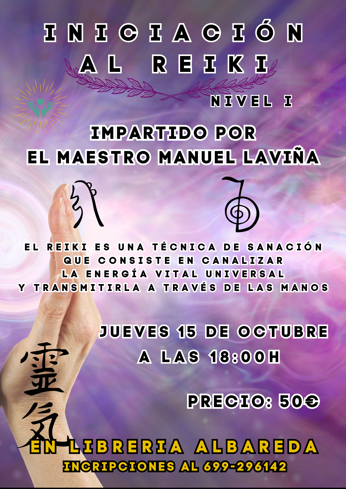 Cartel de INICIACIÓN AL REIKI «NIVEL I»